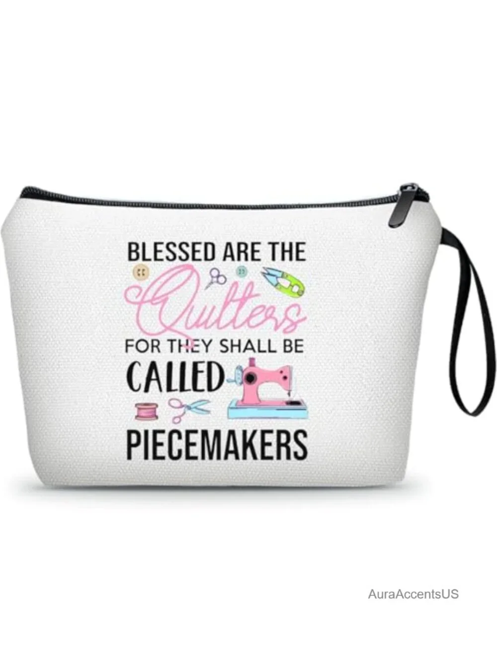 Sewing Quilting Gift Makeup Bag Cosmetic Pouch for Women Canvas Zipper